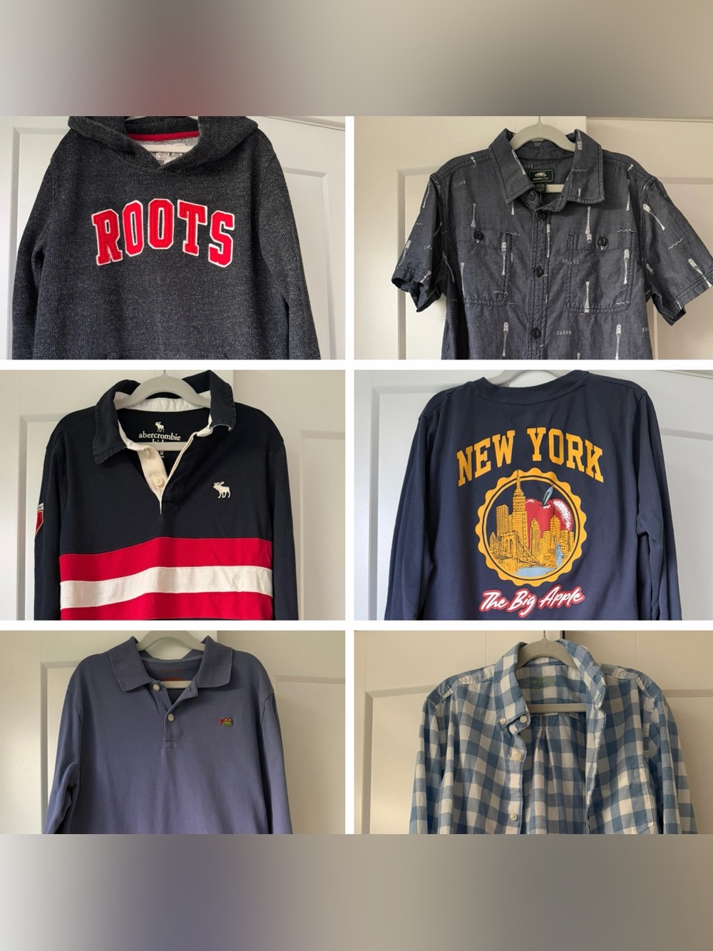 Lot of Boys Roots, JCrew, Abercrombie